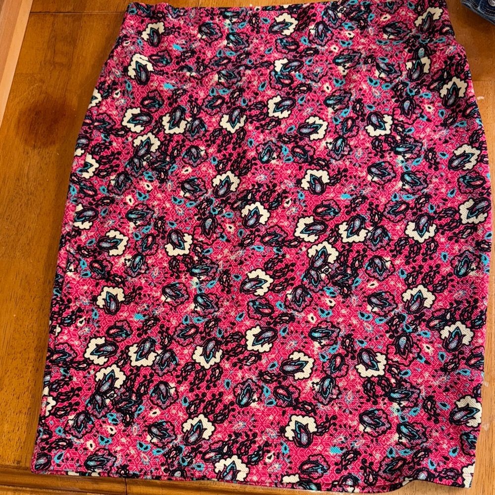 LuLaRoe Pink and Black Floral Pencil Skirt